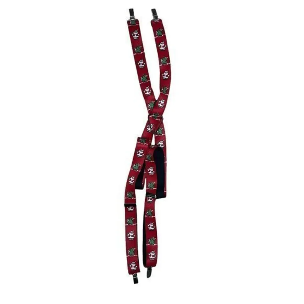 Vintage Pelican USA  Christmas Suspenders Santa Christmas Tree Red‎ Adjustable